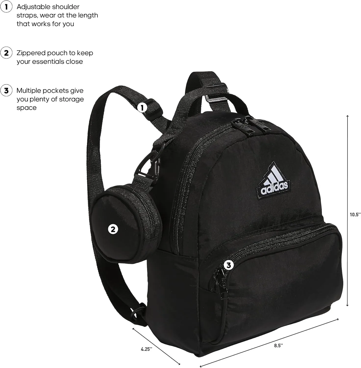 adidas Must Have Mini Backpack, Small Festivals and Travel, Black/White, One Size