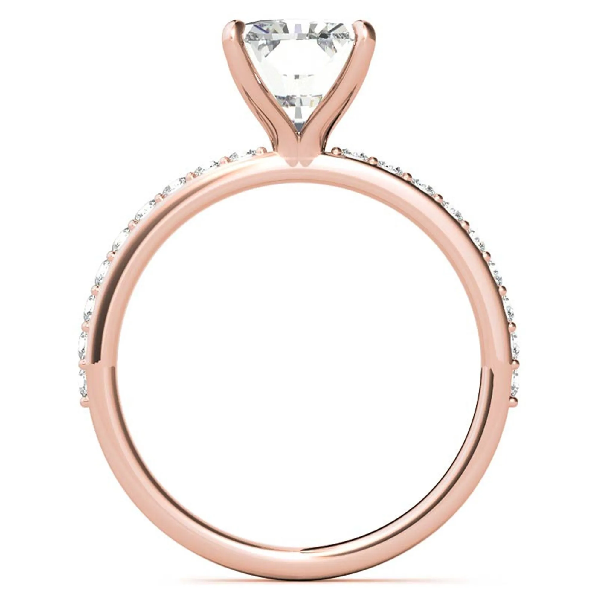 Adjustable Engagement Sterling Silver Rose Gold Radiant Cut with Hidden Halo Design  Ring For Woman