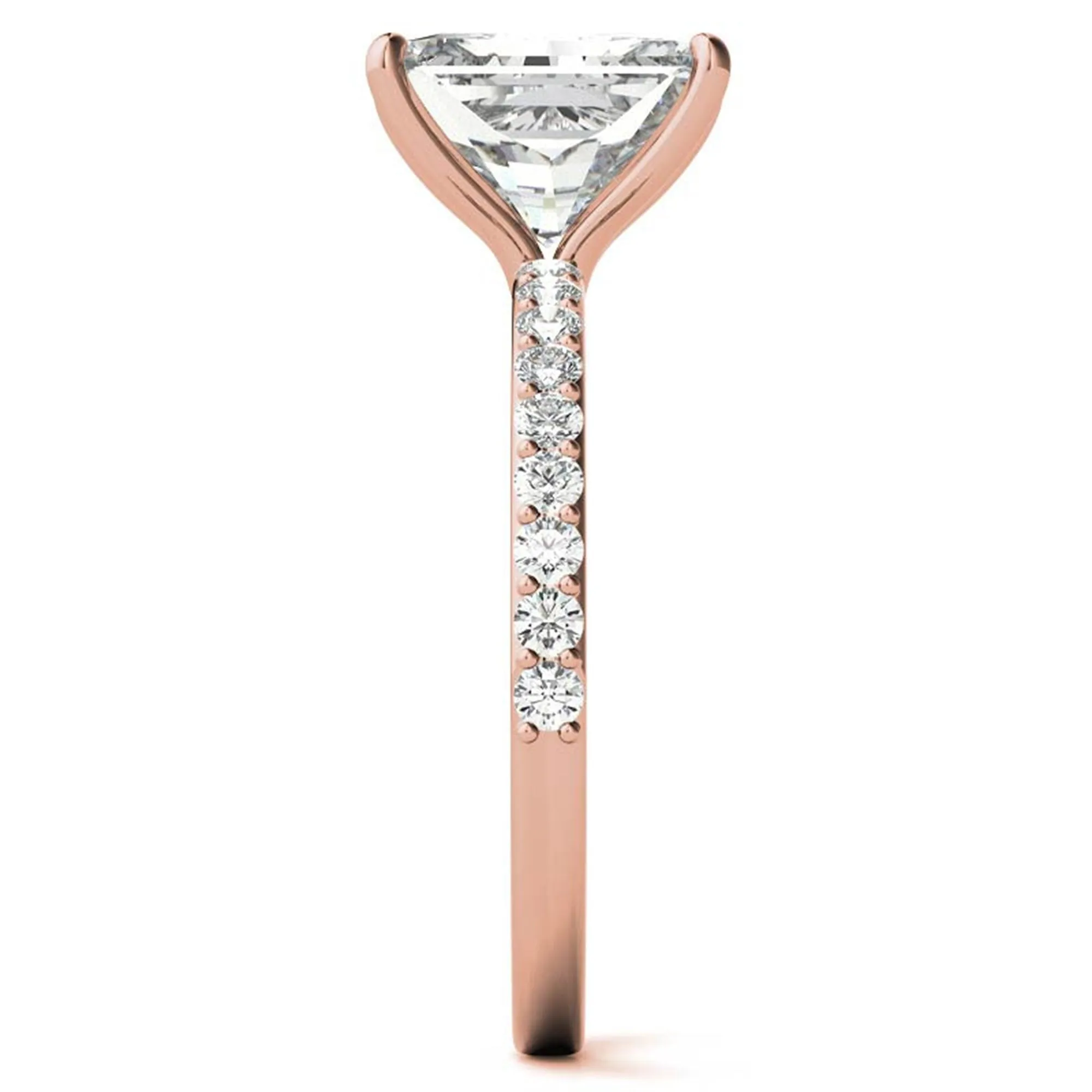 Adjustable Engagement Sterling Silver Rose Gold Radiant Cut with Hidden Halo Design  Ring For Woman