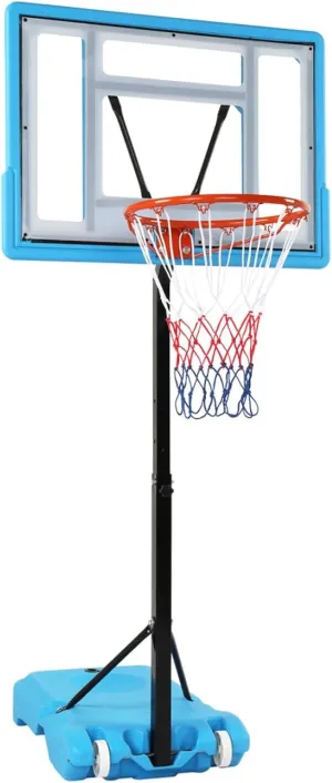 Adjustable Height Pool Basketball Hoop Durable PVC Backboard with Wheels & Water/Sand Base for Family Poolside Games