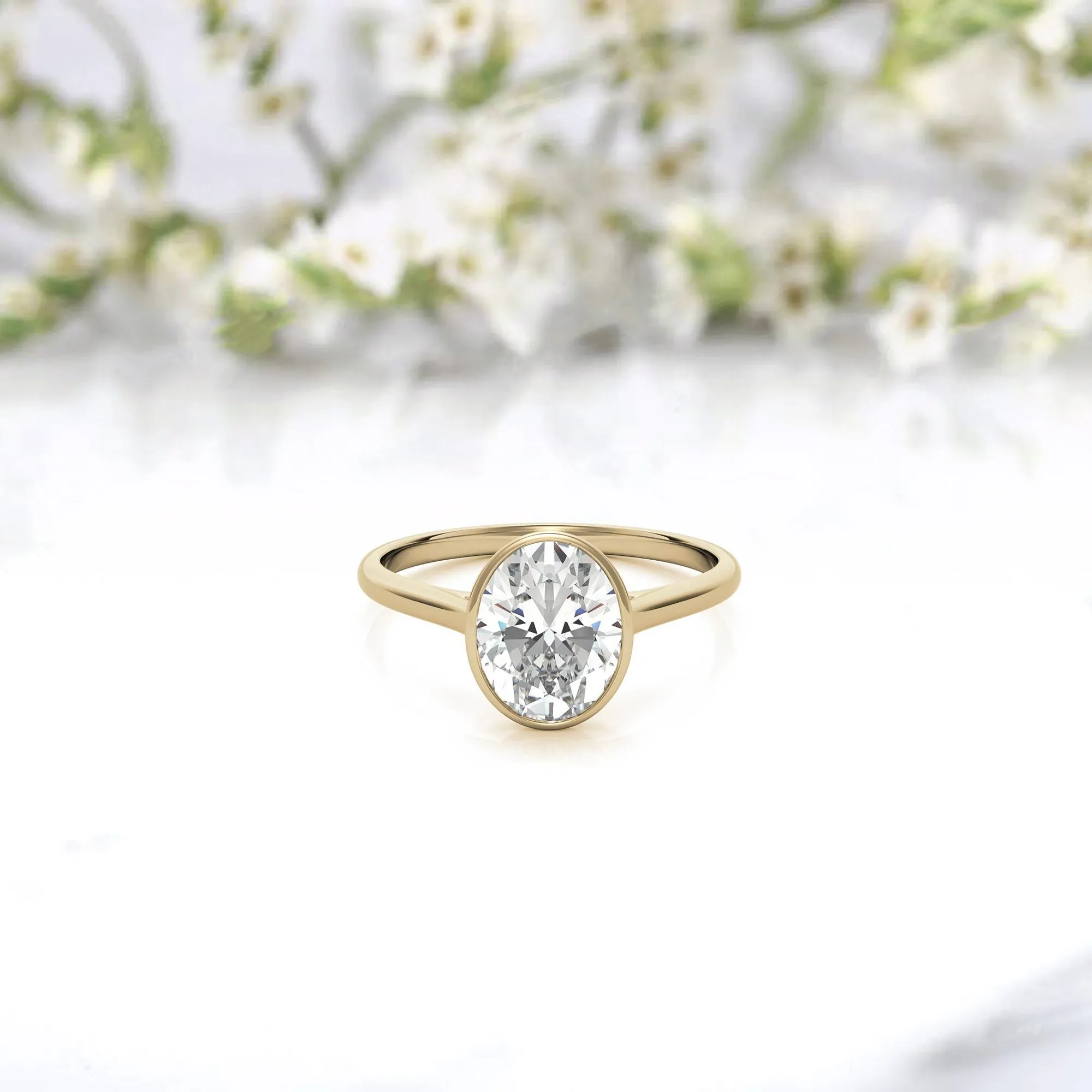 Adjustable Minimalist Sterling Silver Yellow Gold Oval Cut Zircon Bezel Set Eangagement  Ring For Women