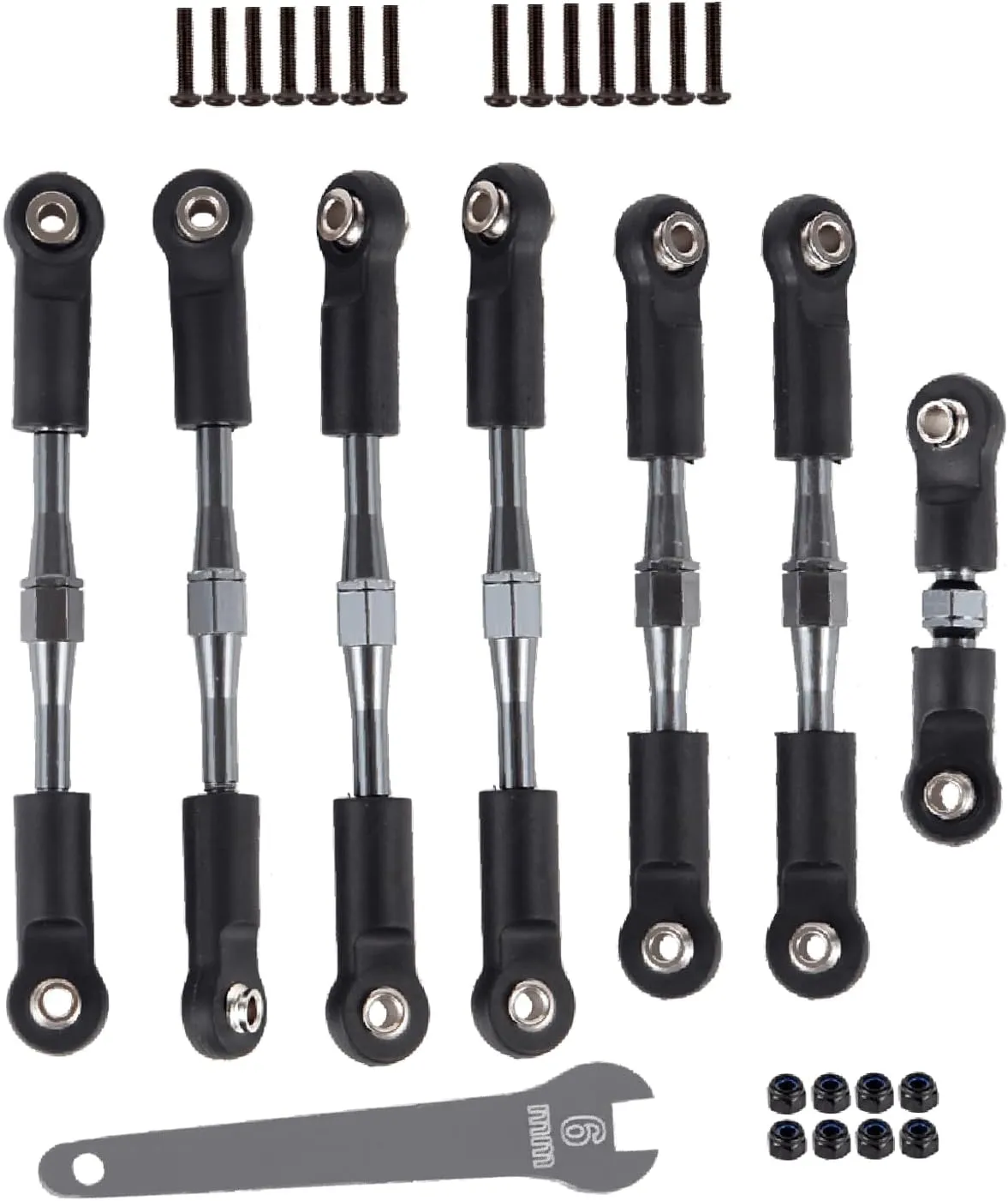 Adjustable Turnbuckles Upgrades Part for 1/10 Slash 4x4 (VXL) Rustler 4x4 (VXL) Stampede 4x4 (VXL) Bandit 4x4 (VXL), RC Turnbuckles Camber Link Hop-up,7PCS,Titanium