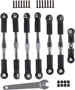 Adjustable Turnbuckles Upgrades Part for 1/10 Slash 4x4 (VXL) Rustler 4x4 (VXL) Stampede 4x4 (VXL) Bandit 4x4 (VXL), RC Turnbuckles Camber Link Hop-up,7PCS,Titanium