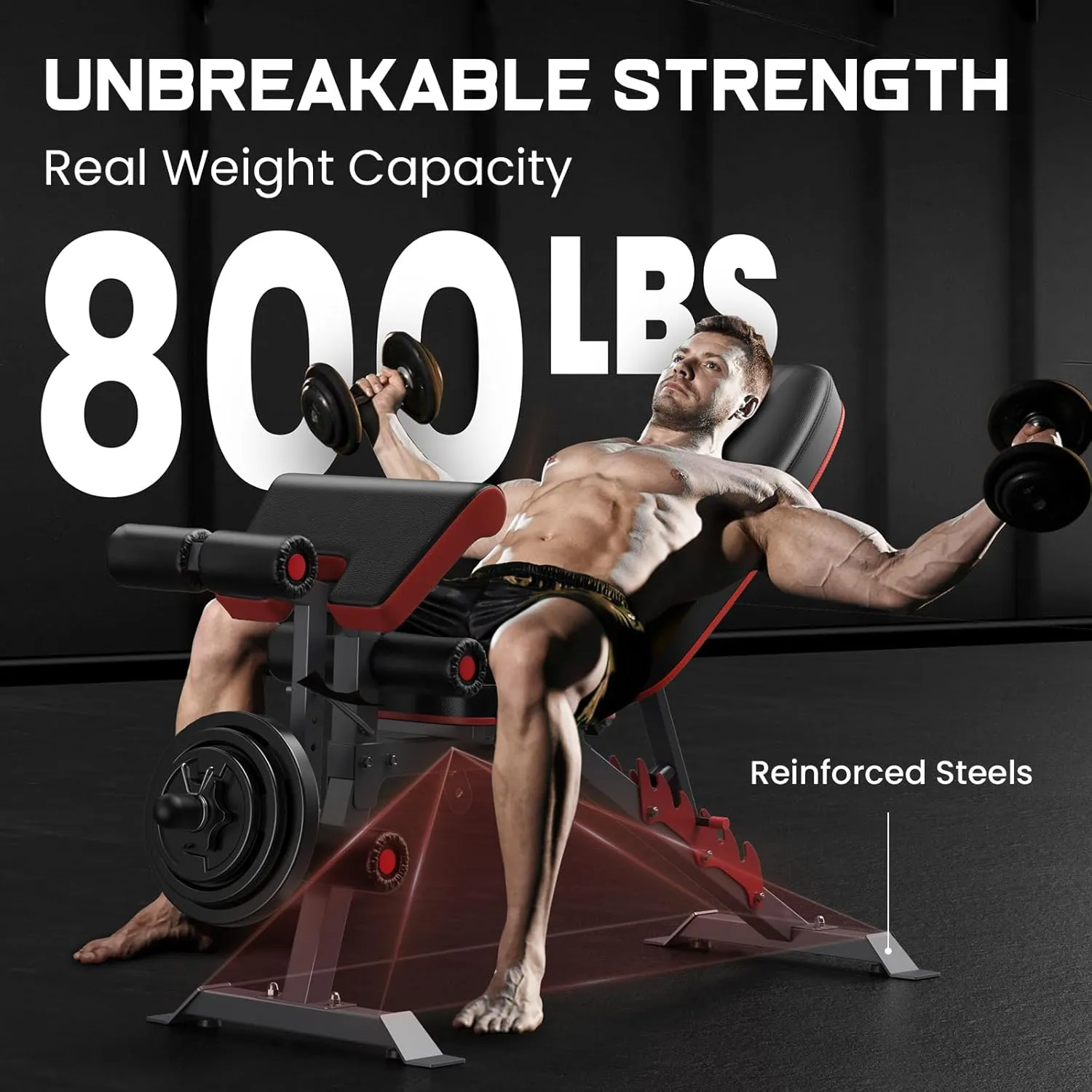 Adjustable Weight Bench with Leg Extension and Preacher Pad, 800lbs Workout Bench for Home Gym, Flat Incline Decline Bench Press Leg Curl for Home Workout Weight Training