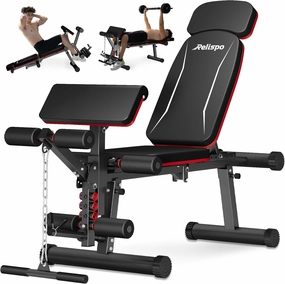 Adjustable Weight Bench with Leg Extension and Leg Curl, 1200 LBS Workout Bench for Home Gym, 200  Playstyles Decline Incline Bench with Preacher Curl Pad, Pre-Assembled Exercise Bench for Big Guys
