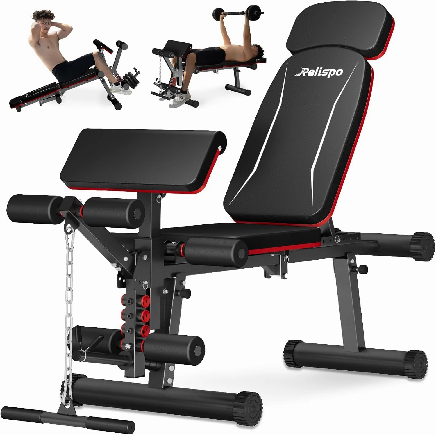 Adjustable Weight Bench with Leg Extension and Leg Curl, 1200 LBS Workout Bench for Home Gym, 200  Playstyles Decline Incline Bench with Preacher Curl Pad, Pre-Assembled Exercise Bench for Big Guys