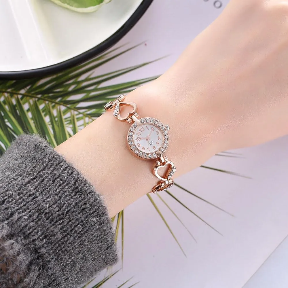 ADSBIAOYE Luxury Womens Diamond Bracelet Watch - Stylish Hollow Stainless Steel Strap Formal Wear