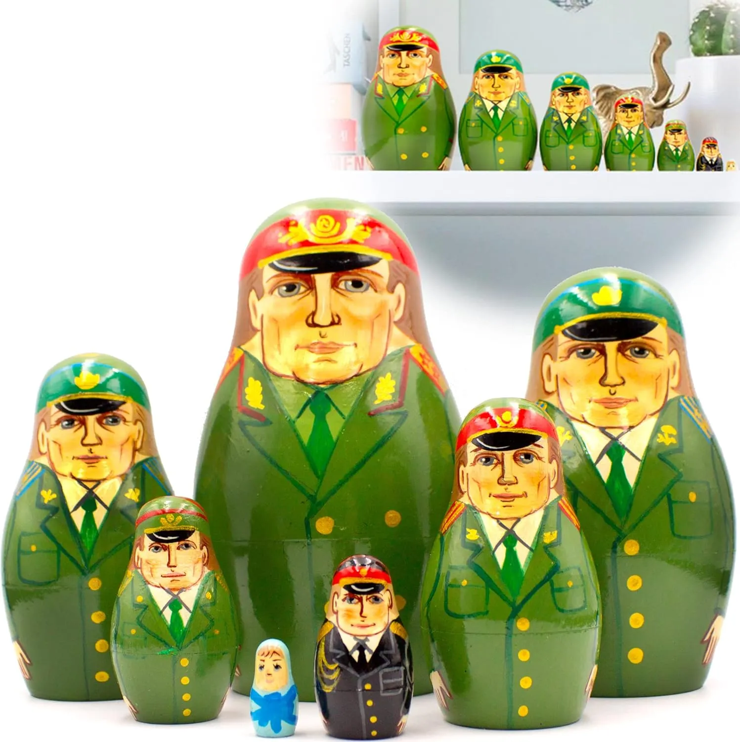 AEVVV Matryoshka Dolls Set of 7 pcs - Russian Officers Nesting Dolls in Army Uniform - Russian Doll in Russian Officer Costume - Nesting Dolls Toy