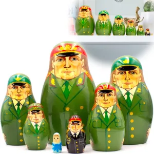 AEVVV Matryoshka Dolls Set of 7 pcs - Russian Officers Nesting Dolls in Army Uniform - Russian Doll in Russian Officer Costume - Nesting Dolls Toy