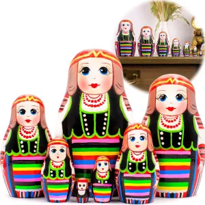 AEVVV Matryoshka Nesting Dolls Set 7 pcs - Nesting Doll in Ukrainian Traditional Clothes - Ukrainian Nesting Dolls in Folk Clothes