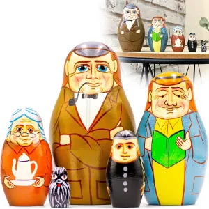 AEVVV Sherlock Holmes Nesting Dolls Set of 5 pcs - Matryoshka Holmes and Watson