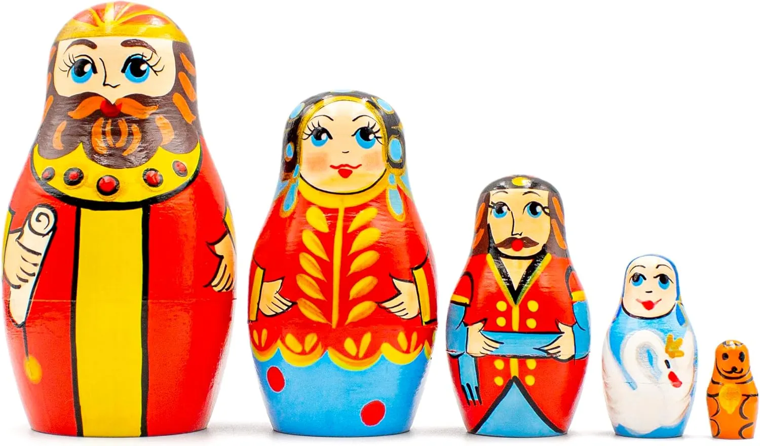 AEVVV Tale of Tsar Saltan Nesting Dolls Set of 5 pcs - Wooden Russian Matryoshka Souvenir