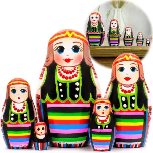 AEVVV Ukrainian Nesting Dolls 5 pcs - Matryoshka Doll in Ukrainian Traditional Dress with Slavic Ornaments - Babushka Dolls in Slavic Folk Clothes