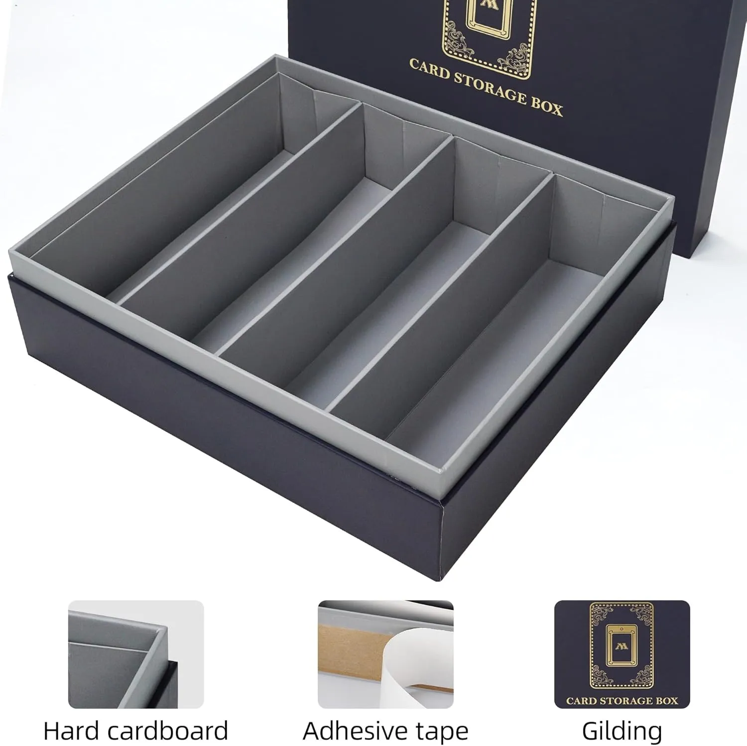 AFIING Trading Card Storage Box 6000  Capacity – DIY Toploader Case w/ 24 Dividers & 8 Supports, Fits 3x4 Rigid Card, Deck Box for MTG TCG Sports Cards– Black & Orange