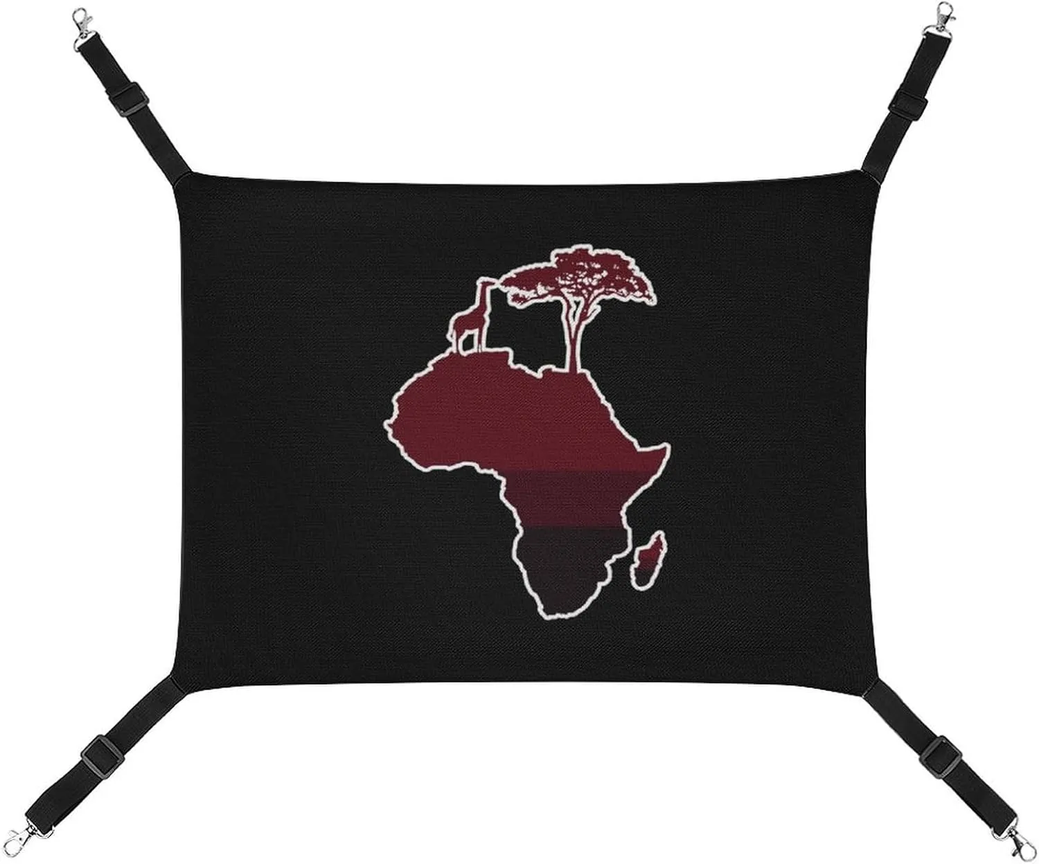 African Safari Map Silhouette Cat Hanging Hammock Soft Breathable Pet Cage Dog Hammock with Adjustable Straps and Metal Hooks