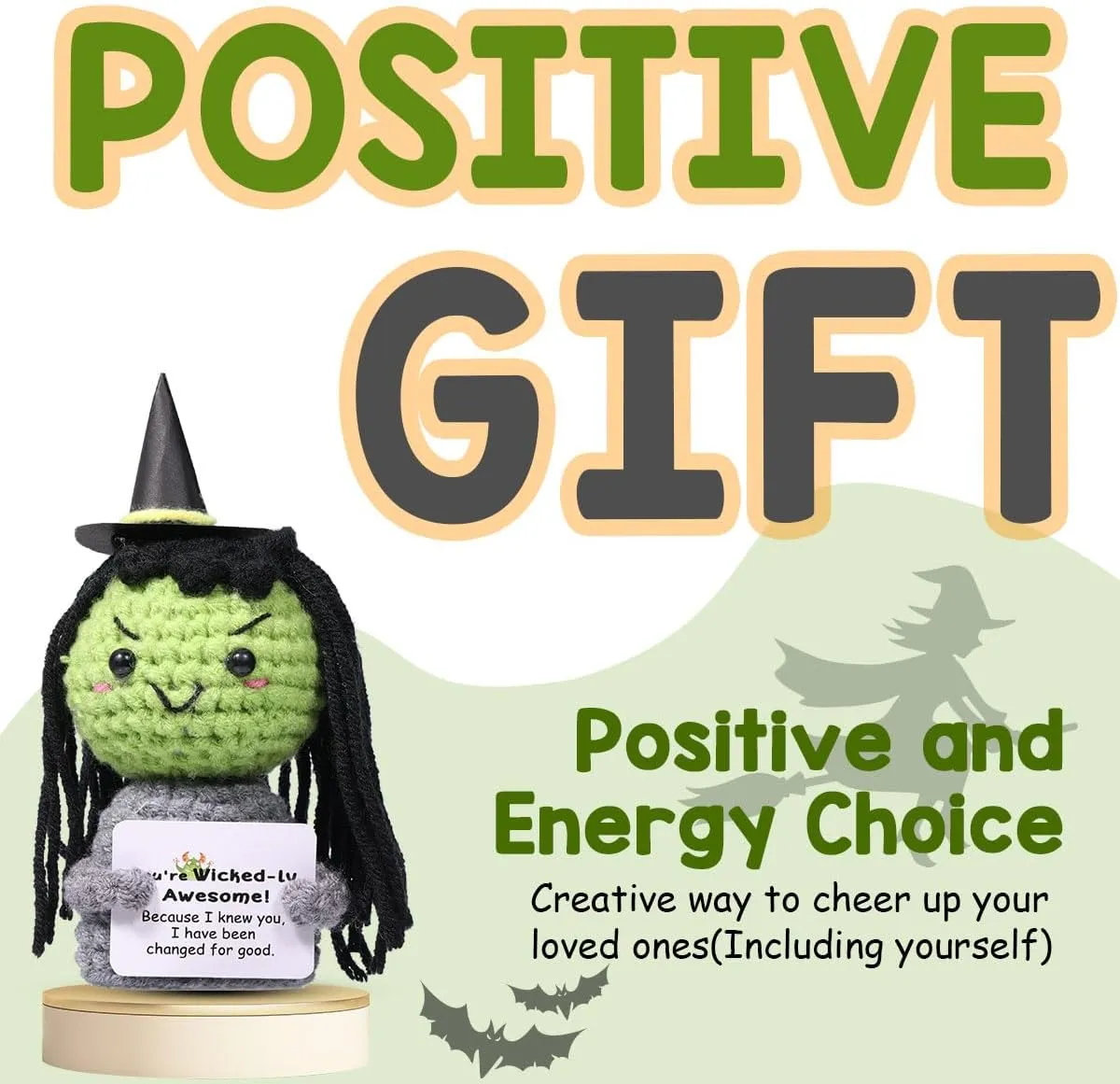 AICase Wicked Merch Wicked Dolls Elphaba Glinda Gifts Wicked Witch of The West Crochet Funny Positive Wicked Gifts Emotional Support Nuggets Gifts Handmade Cheer Gifts for Women/MoM Men Birthday