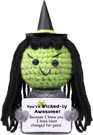 AICase Wicked Merch Wicked Dolls Elphaba Glinda Gifts Wicked Witch of The West Crochet Funny Positive Wicked Gifts Emotional Support Nuggets Gifts Handmade Cheer Gifts for Women/MoM Men Birthday