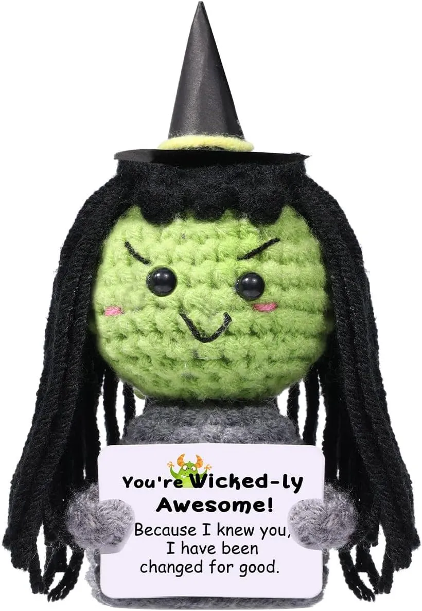 AICase Wicked Merch Wicked Dolls Elphaba Glinda Gifts Wicked Witch of The West Crochet Funny Positive Wicked Gifts Emotional Support Nuggets Gifts Handmade Cheer Gifts for Women/MoM Men Birthday