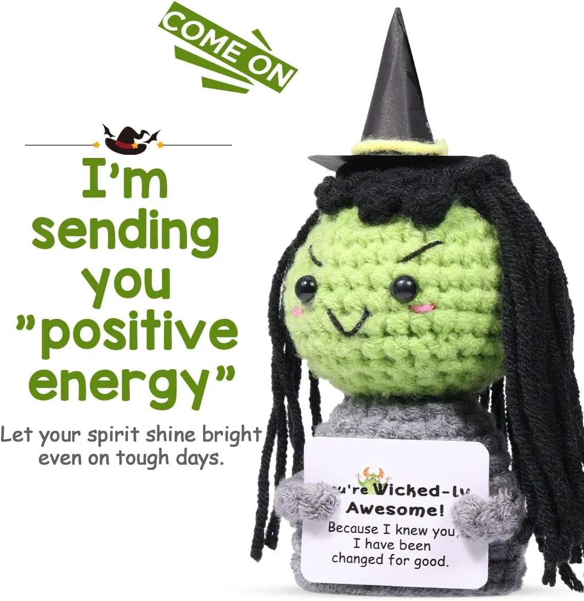 AICase Wicked Merch Wicked Dolls Elphaba Glinda Gifts Wicked Witch of The West Crochet Funny Positive Wicked Gifts Emotional Support Nuggets Gifts Handmade Cheer Gifts for Women/MoM Men Birthday