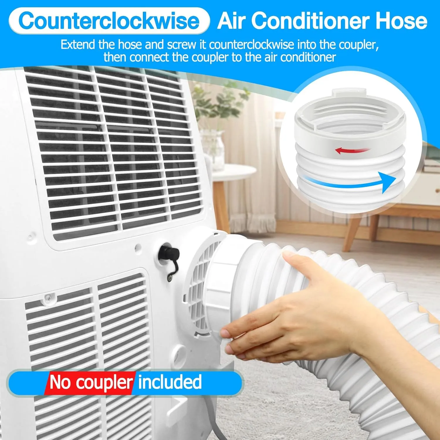 Air Conditioner Exhaust Vent Hose - 5.1" Diameter, 80" Length, Universal Counter-Clockwise Thread Air Vent Compatible with Honeywell, Whynter, Frigidaire, LG, Delonghi Toshiba, Delonghi, JHS