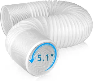 Air Conditioner Exhaust Vent Hose - 5.1" Diameter, 80" Length, Universal Counter-Clockwise Thread Air Vent Compatible with Honeywell, Whynter, Frigidaire, LG, Delonghi Toshiba, Delonghi, JHS