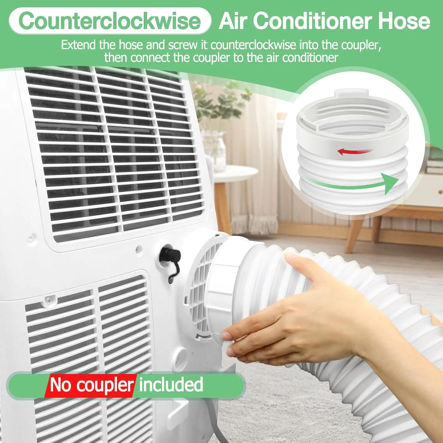 Air Conditioner Exhaust Vent Hose - 5.9" Diameter, 80" Length, Angooni Universal Counter-Clockwise Air Vent Compatible with Honeywell, Whynter, Frigidaire, LG, Delonghi Toshiba, Delonghi, JHS