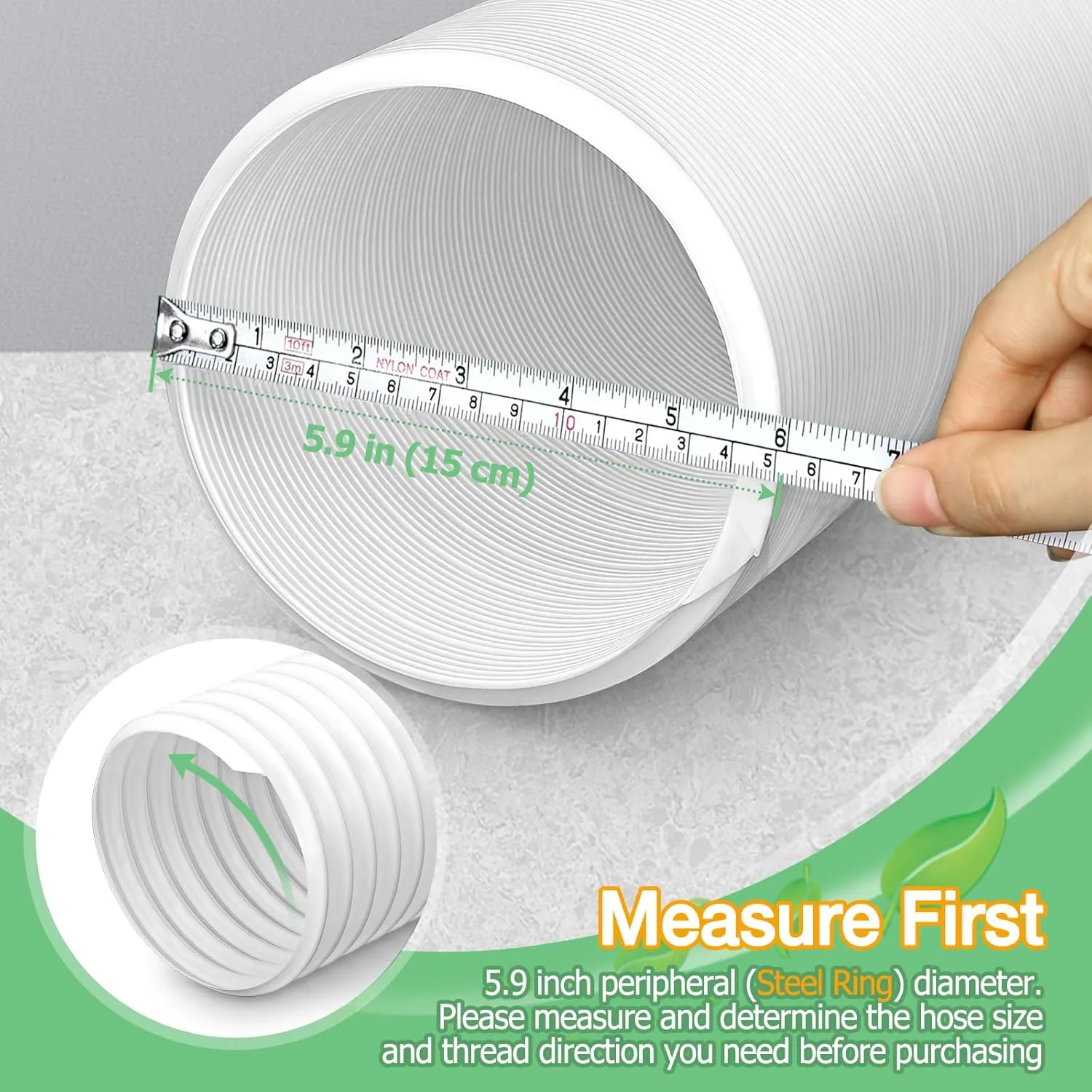 Air Conditioner Exhaust Vent Hose - 5.9" Diameter, 80" Length, Angooni Universal Counter-Clockwise Air Vent Compatible with Honeywell, Whynter, Frigidaire, LG, Delonghi Toshiba, Delonghi, JHS