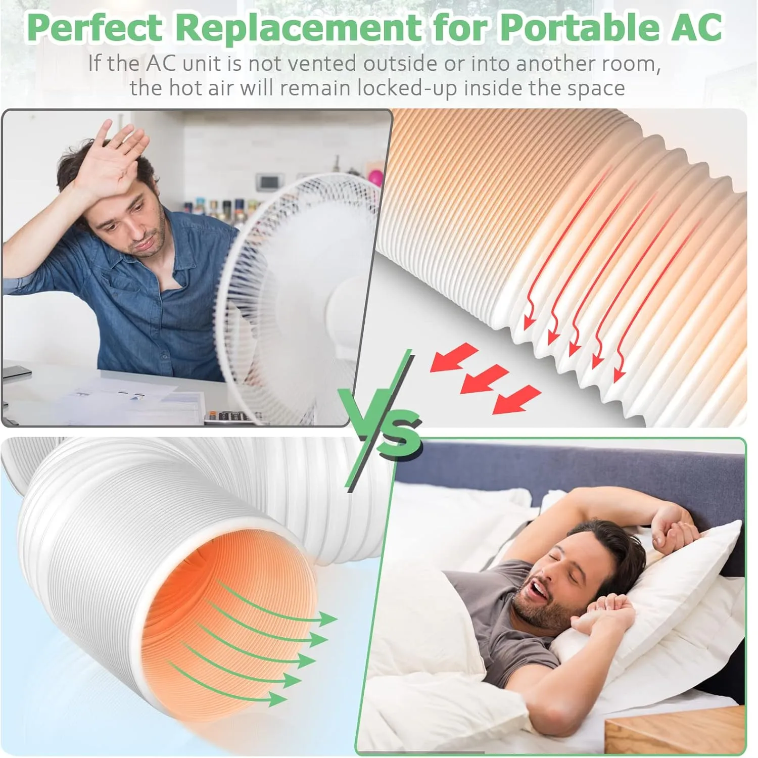 Air Conditioner Exhaust Vent Hose - 5.9" Diameter, 80" Length, Angooni Universal Counter-Clockwise Air Vent Compatible with Honeywell, Whynter, Frigidaire, LG, Delonghi Toshiba, Delonghi, JHS