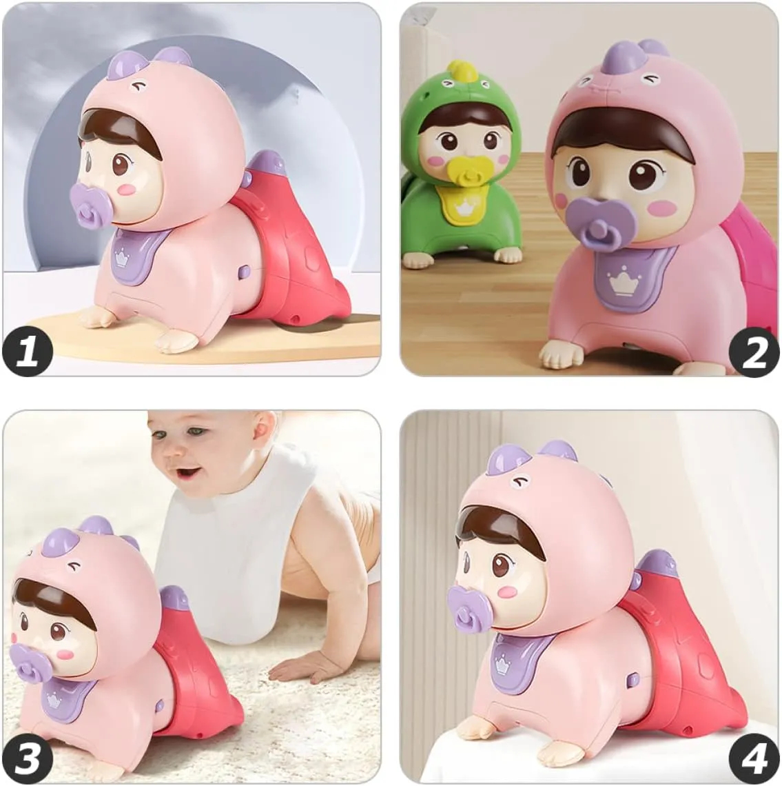 Alasum Baby Doll Developmental Electric for Time Doll Crawling Interactive Plaything Year Cognitive Press Effect Music and Vocal Musical up Tummy Simulation Learning with Baby Dolls