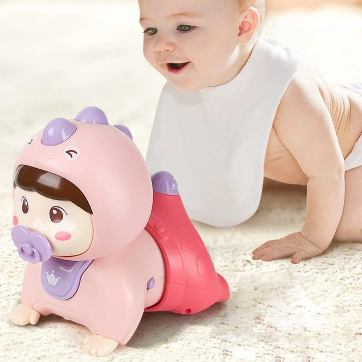 Alasum Baby Doll Developmental Electric for Time Doll Crawling Interactive Plaything Year Cognitive Press Effect Music and Vocal Musical up Tummy Simulation Learning with Baby Dolls