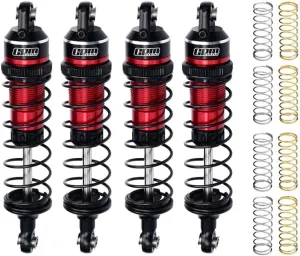 Aluminum Alloy Adjustable Shocks 87mm 4Pc Front and Rear for Traxxas 1:16 Mini Maxx 4WD 107154-1 / Mini XRT VXL-3S 108076-1 Monster Truck Upgrades - Red
