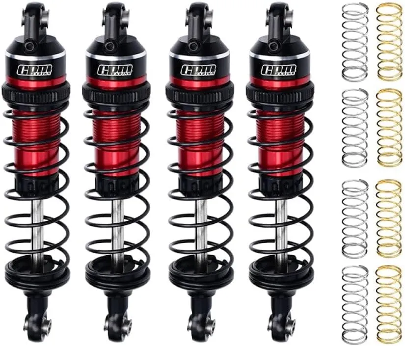 Aluminum Alloy Adjustable Shocks 87mm 4Pc Front and Rear for Traxxas 1:16 Mini Maxx 4WD 107154-1 / Mini XRT VXL-3S 108076-1 Monster Truck Upgrades - Red