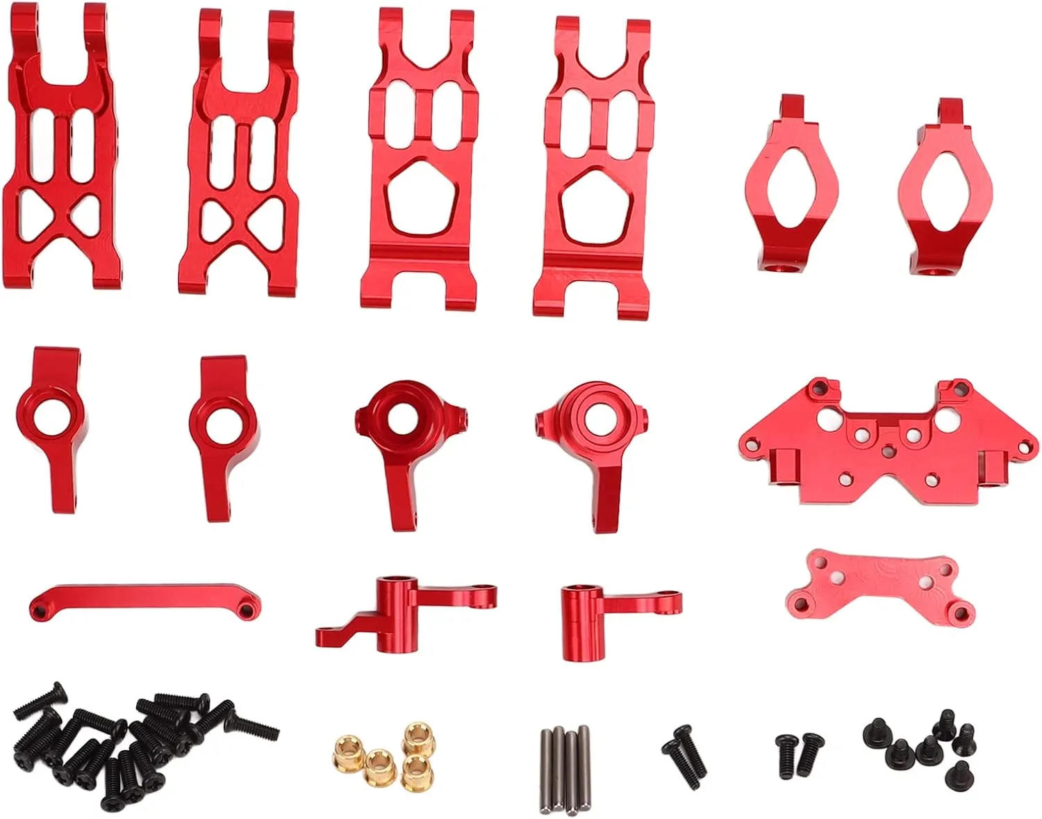 Aluminum Alloy Steering Assembly Set for HBX 1/18 RC Cars 18859 18858 18857 18856, Upgrade Replacement Parts to Enhance Performance and Durability (Red)