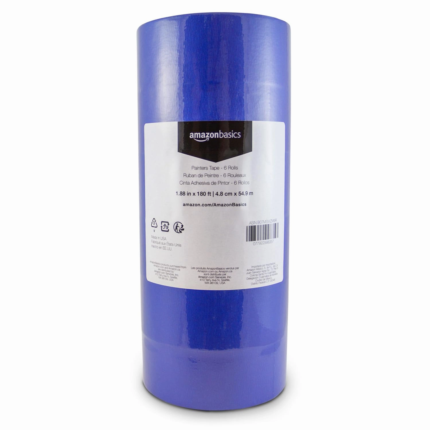 Amazon Basics Blue Painters Tape, 1.88" x 180', Set of 6 Rolls