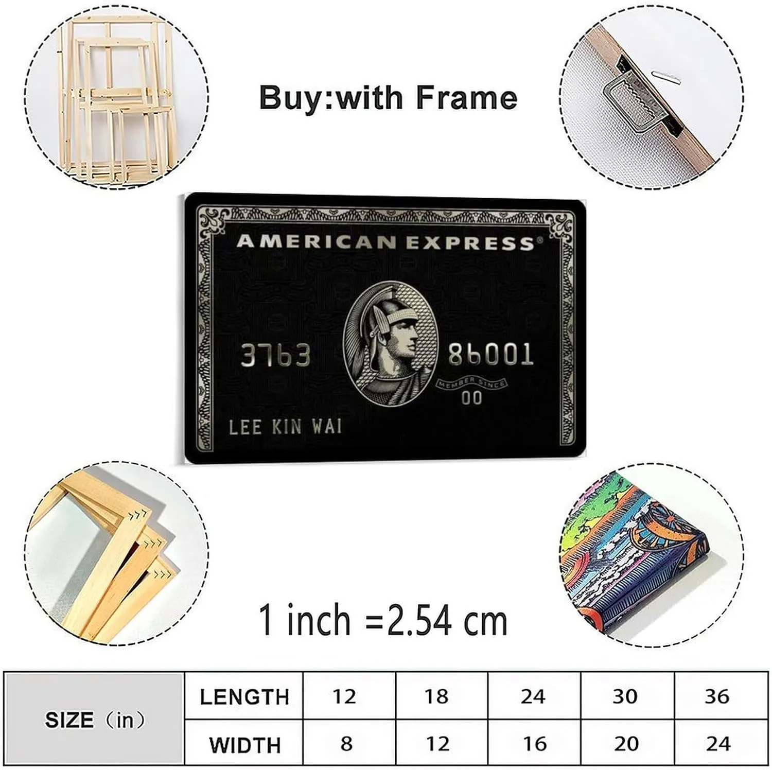 American Express Card Wall Art Home Living Room Bedroom Posters Canvas Painting Posters And Prints Wall Art for Living Room Bedroom Decor 24x16inch(60x40cm) Frame-style