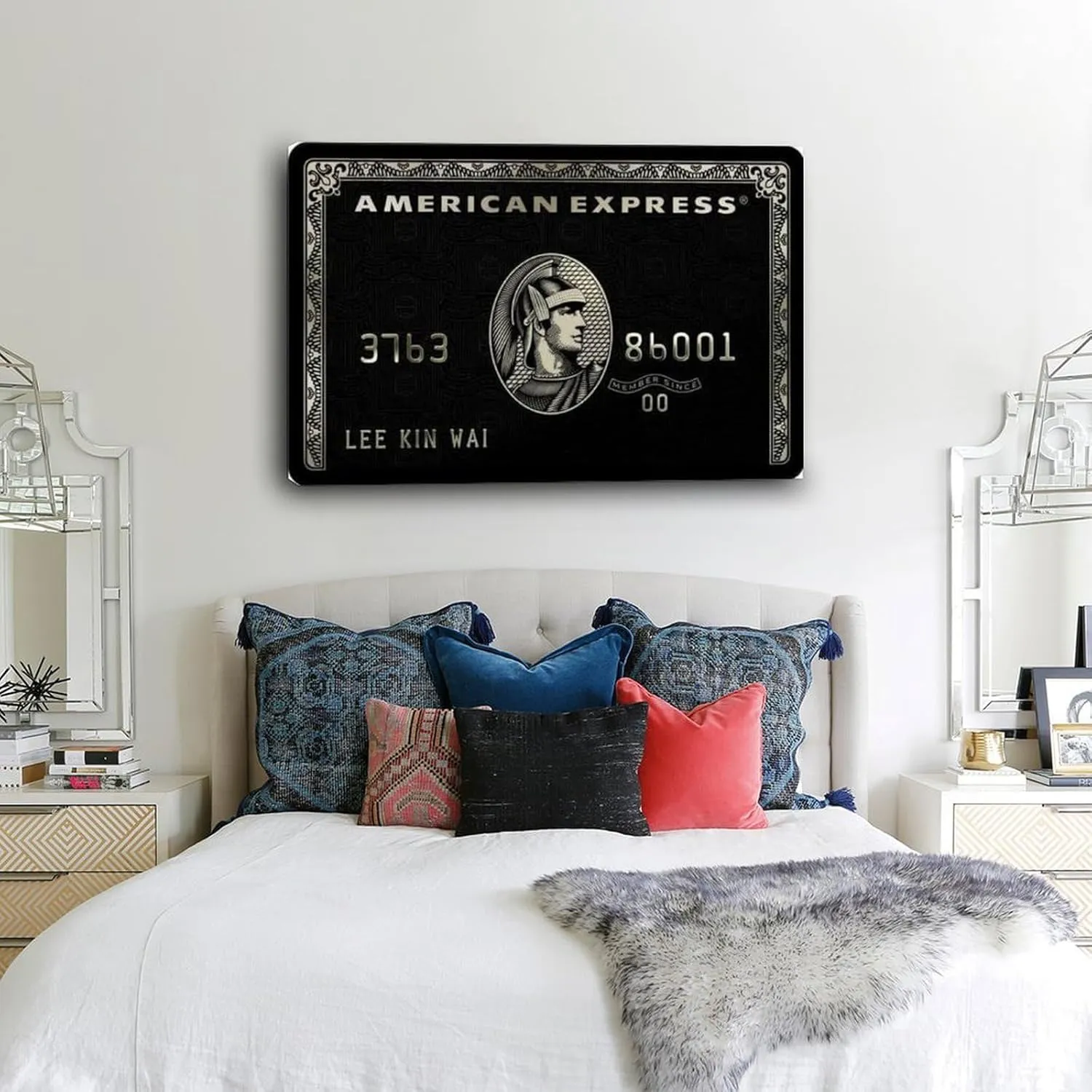 American Express Card Wall Art Home Living Room Bedroom Posters Canvas Painting Posters And Prints Wall Art for Living Room Bedroom Decor 24x16inch(60x40cm) Frame-style