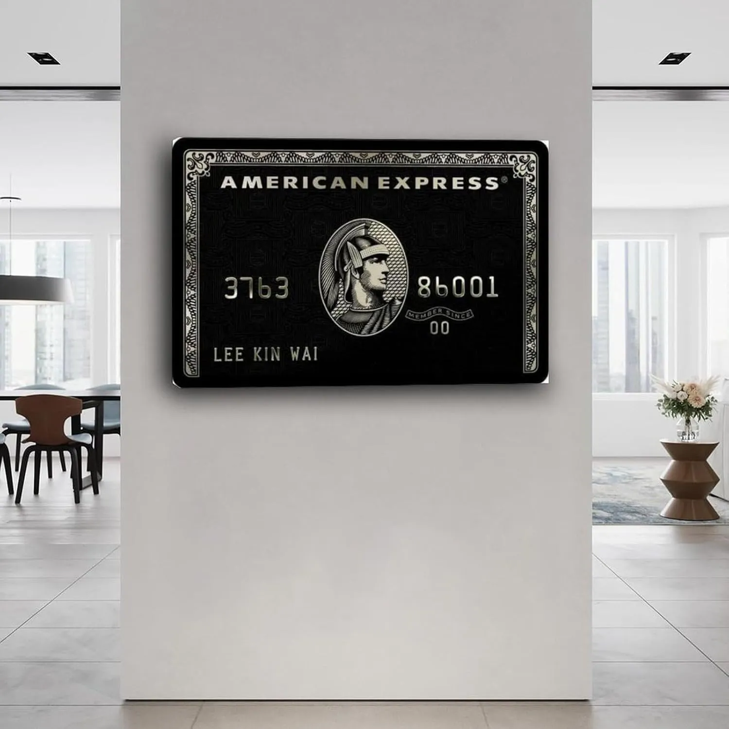 American Express Card Wall Art Home Living Room Bedroom Posters Canvas Painting Posters And Prints Wall Art for Living Room Bedroom Decor 24x16inch(60x40cm) Frame-style