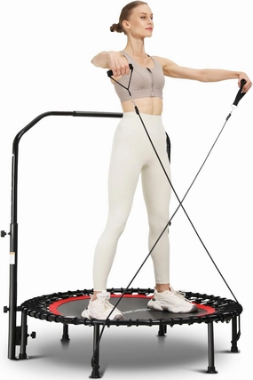 ANCHEER Mini Exercise Trampoline Foldable 40" Adjustable Trampoline Rebounder, Fitness Trampoline with Handle for Indoor/Garden/Workout Cardio, Max Load 450lbs