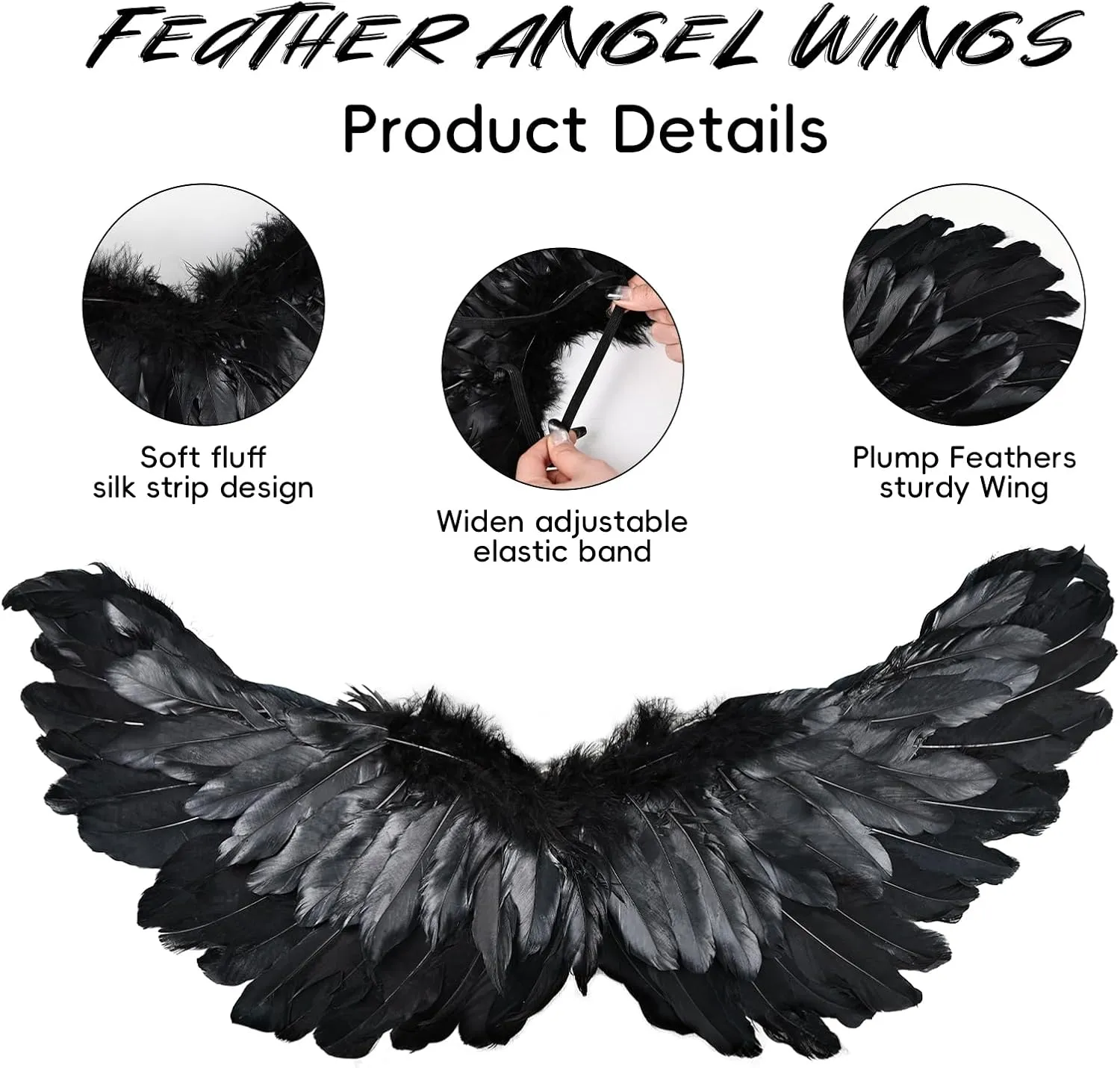 Angel Wings Costume Accessories-Feather Wings with Halo Headband Set for Adults, Lightweight Adjustable Fairy Wings,Cosplay