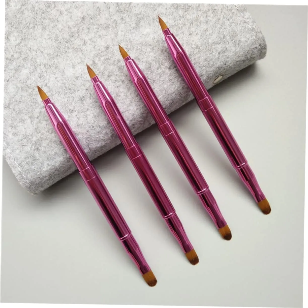 Angoily 2sets Double Headed Makeup Brush Set Retractable Lip Brushes for Lipstick Lip Gloss Black Purple Easy to Clean 3pcs*2