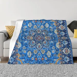 Antique Oriental Turkish Persian 80"X60" Flannel Blanket - 100% Soft Polyester, Lightweight and Warm, Suitable for Families, Camping, Travel