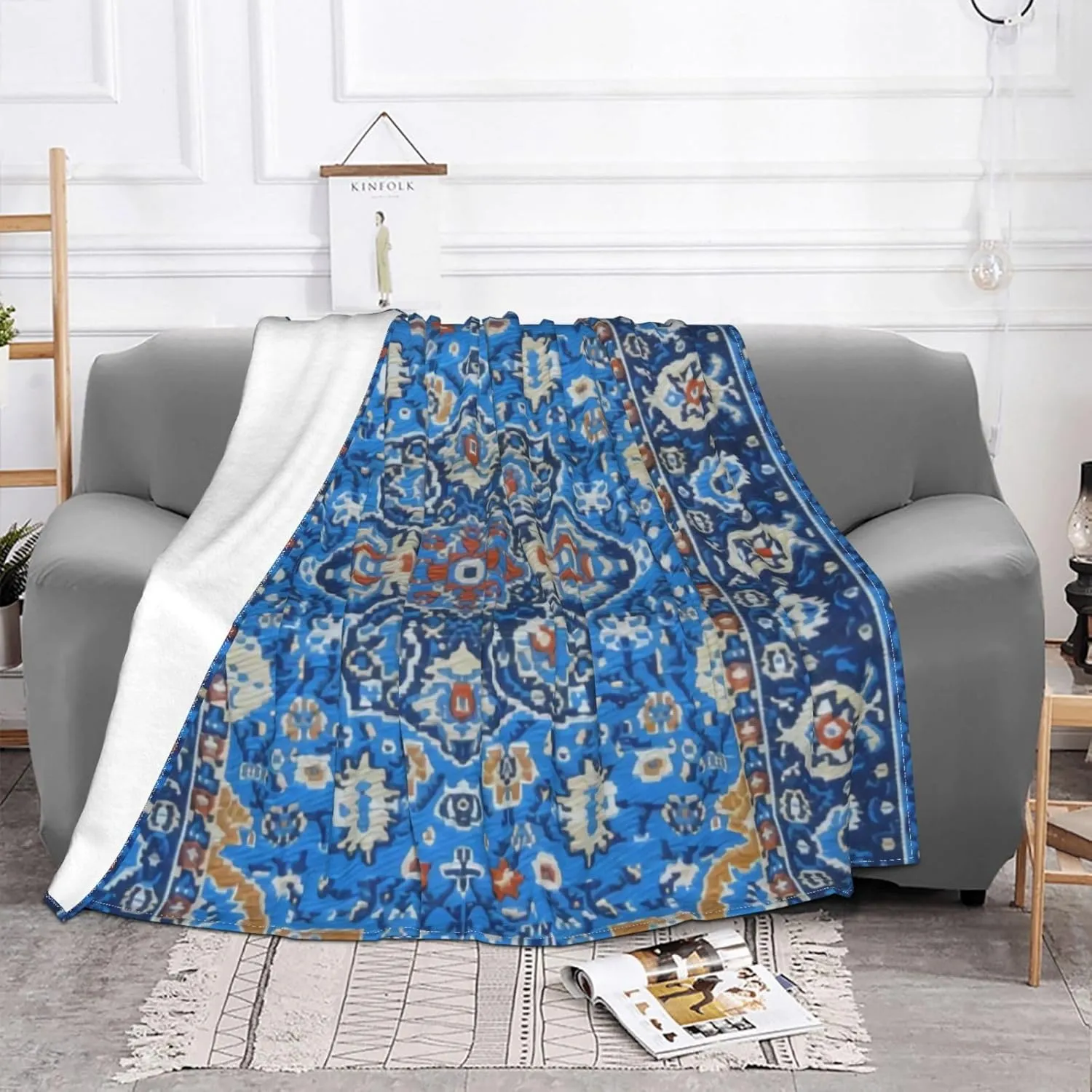 Antique Oriental Turkish Persian 80"X60" Flannel Blanket - 100% Soft Polyester, Lightweight and Warm, Suitable for Families, Camping, Travel