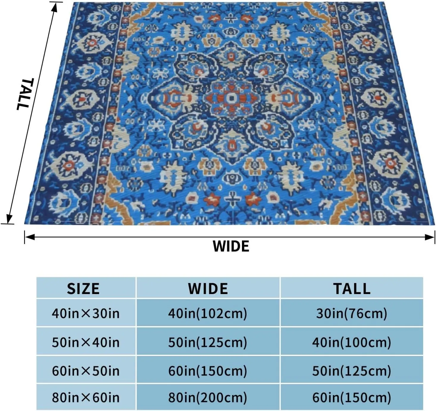 Antique Oriental Turkish Persian 80"X60" Flannel Blanket - 100% Soft Polyester, Lightweight and Warm, Suitable for Families, Camping, Travel