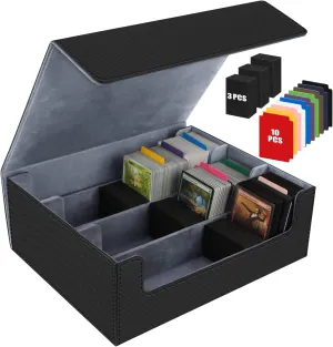 AOBOPLE 1800  Trading Card Storage Box,MTG Deck Box with 10 Pcs Colorful Dividers & 3 Foam Supporters Commander Card Deck Case for Magic Game Cards, TCG, PTG