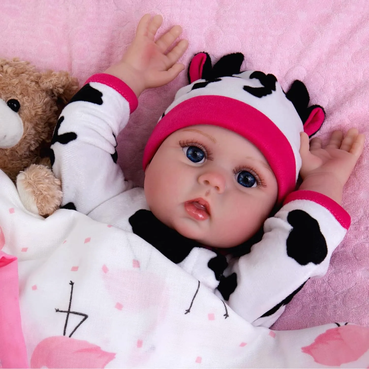 Aori Lifelike Reborn Baby Doll - 18 inch Full Body Soft Vinyl Real Life Baby Girl,Poseable Anatomically Correct Realistic Toddler Dolls with Feeding Kit Gift for Kids Age 3 