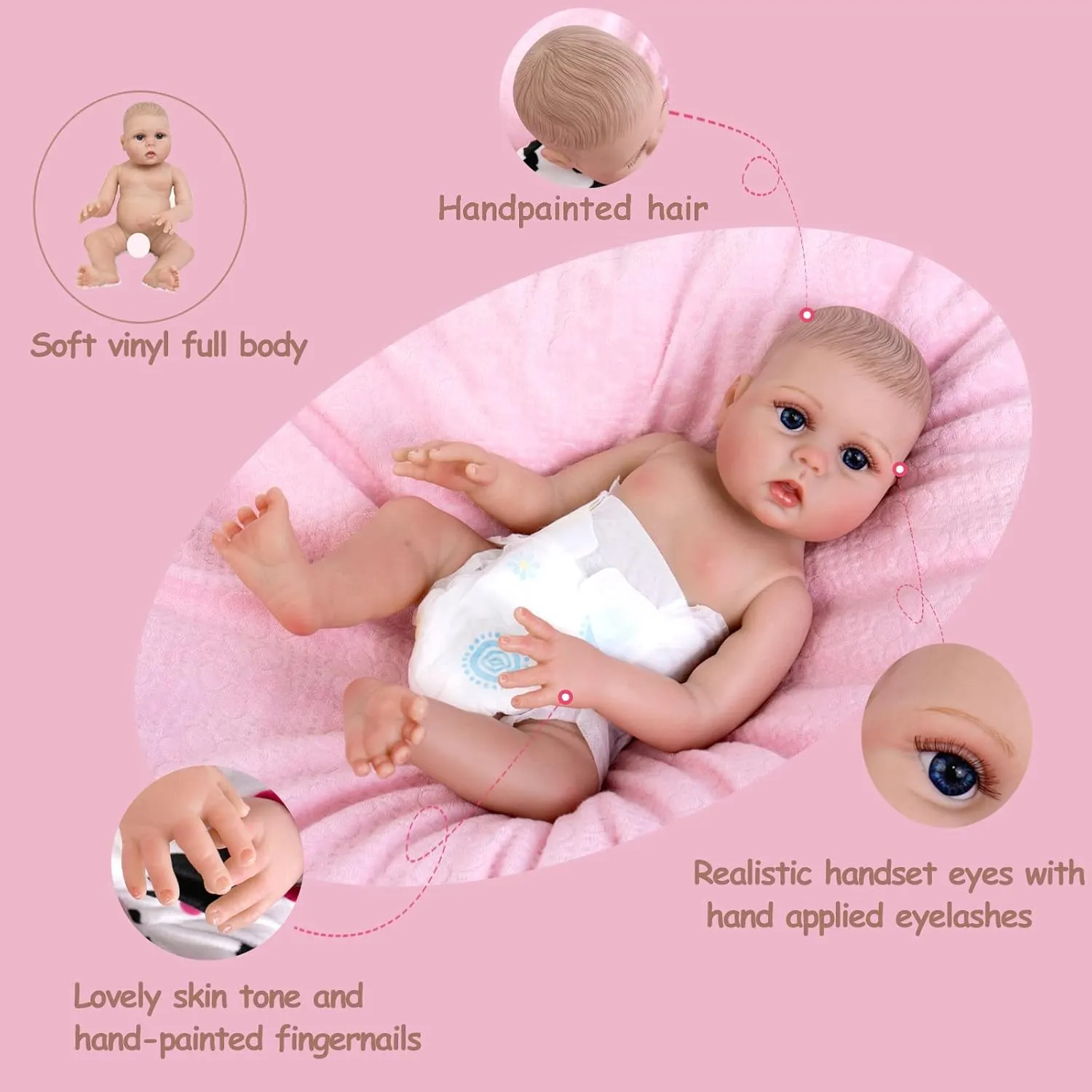 Aori Lifelike Reborn Baby Doll - 18 inch Full Body Soft Vinyl Real Life Baby Girl,Poseable Anatomically Correct Realistic Toddler Dolls with Feeding Kit Gift for Kids Age 3 