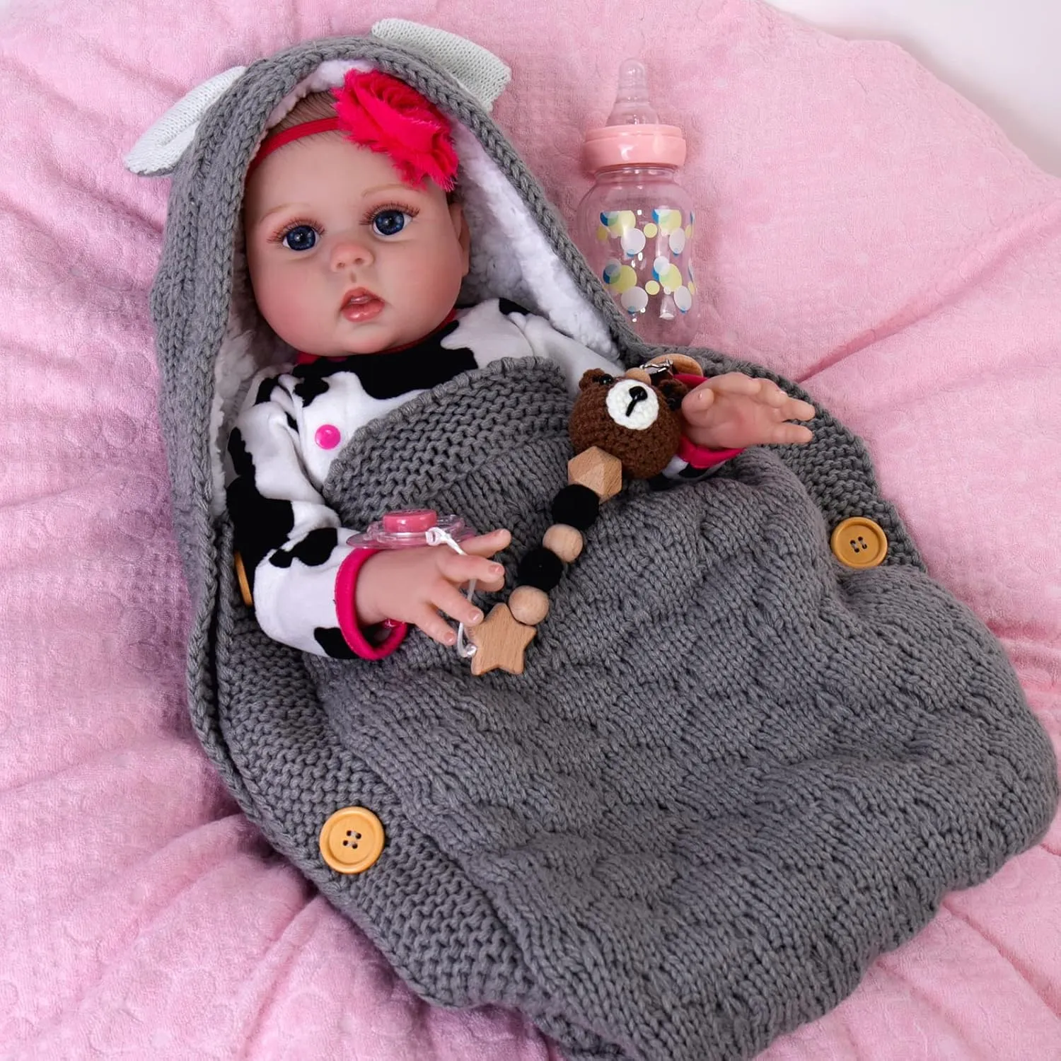 Aori Lifelike Reborn Baby Doll - 18 inch Full Body Soft Vinyl Real Life Baby Girl,Poseable Anatomically Correct Realistic Toddler Dolls with Feeding Kit Gift for Kids Age 3 