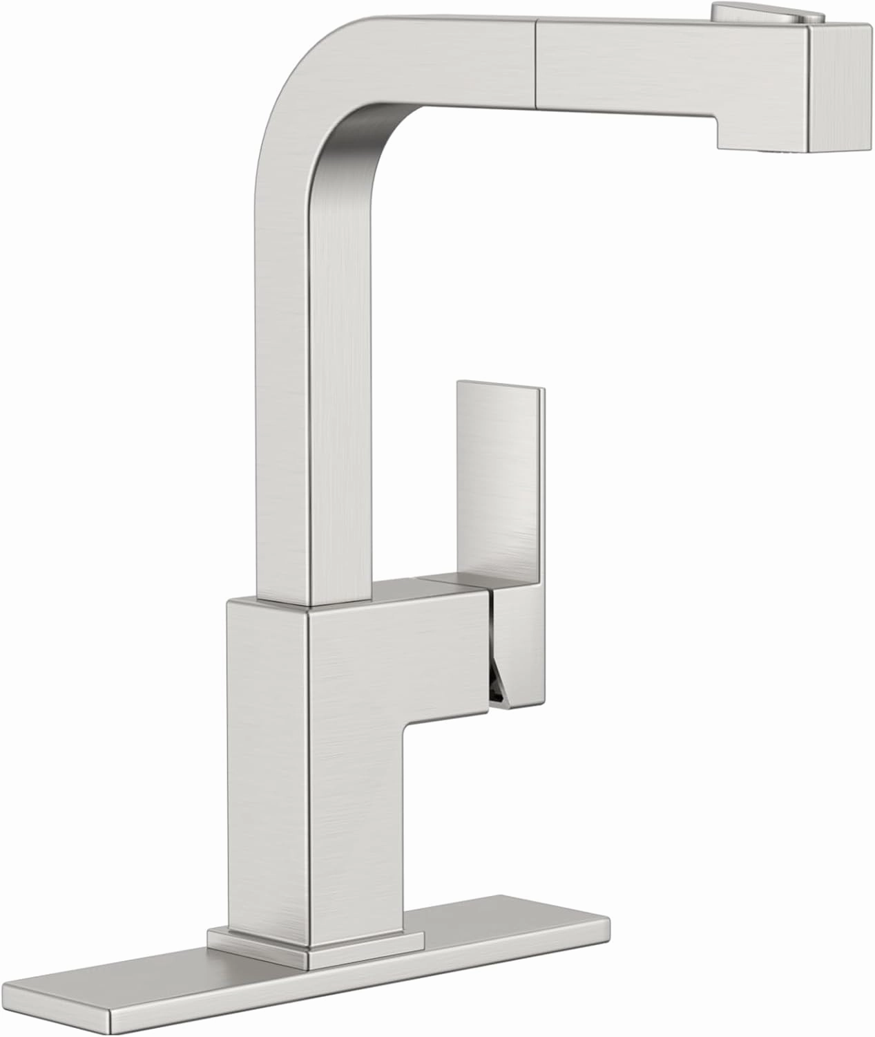 APPASO Square Kitchen Faucet, Brushed Nickel Sink Faucets with Pull Down Sprayer, Single Handle Modern Pull Out Faucet for Bar Sink Kitchen, Stainless Steel Faucet for Kitchen Sink 1 or 3 Holes