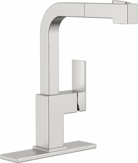 APPASO Square Kitchen Faucet, Brushed Nickel Sink Faucets with Pull Down Sprayer, Single Handle Modern Pull Out Faucet for Bar Sink Kitchen, Stainless Steel Faucet for Kitchen Sink 1 or 3 Holes