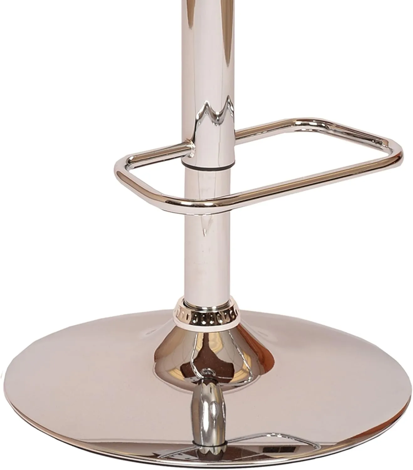 Armen Living London Modern Adjustable Height Swivel Black Faux Leather and Walnut Wood Bar Stool with Chrome Base for Kitchen Island Counter